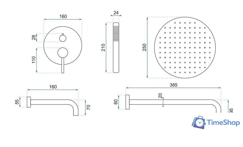 Душевая система  Rea Lungo Chrome REA-P6612 - Изображение №6 — Интернет-магазин Time-Shop