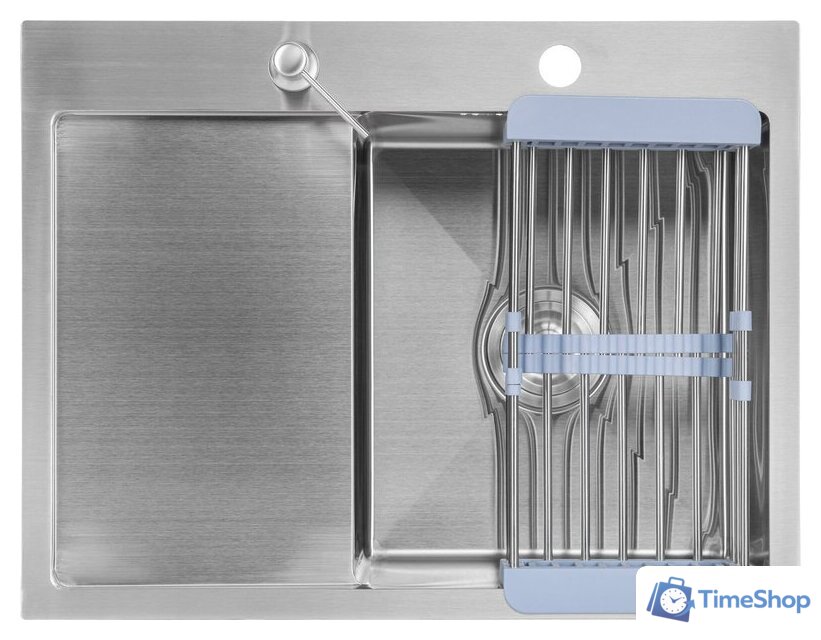 Кухонная мойка Saniteco 6550-R + Spike F9S07000 (хром, с сифоном, дозатором и коландером) - Изображение №2 — Интернет-магазин Time-Shop