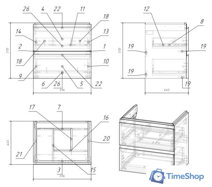  Cersanit Тумба Moduo 60 SZ-MOD-MO60/Wh под умывальник Moduo 60 - Изображение №4 — Интернет-магазин Time-Shop