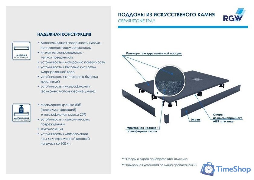 Душевой поддон RGW ST-G 750x750 - Изображение №7 — Интернет-магазин Time-Shop
