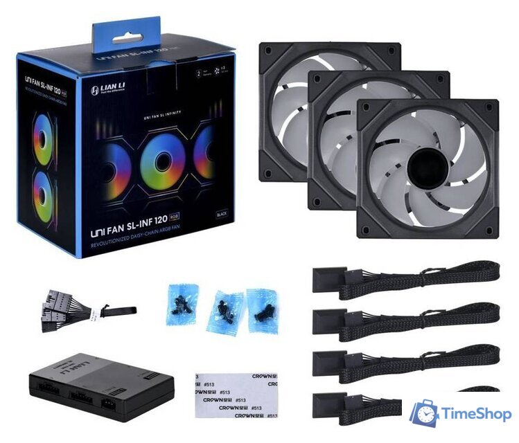 Комплект вентиляторов для корпуса с контроллером Lian Li Uni Fan SL Infinity 120 G99.12SLIN3B.00 - Изображение №1 — Интернет-магазин Time-Shop