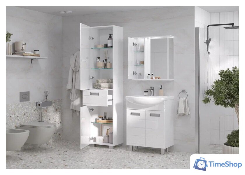  Volna Шкаф с зеркалом Joli 50 L (белый) - Изображение №4 — Интернет-магазин Time-Shop