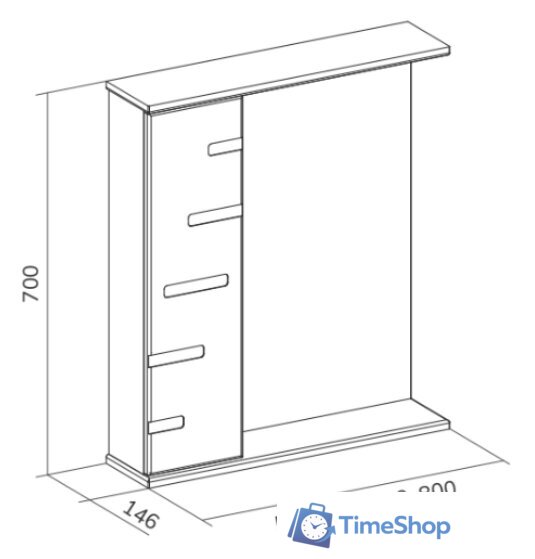  Volna Шкаф с зеркалом Joli 50 L (белый) - Изображение №8 — Интернет-магазин Time-Shop
