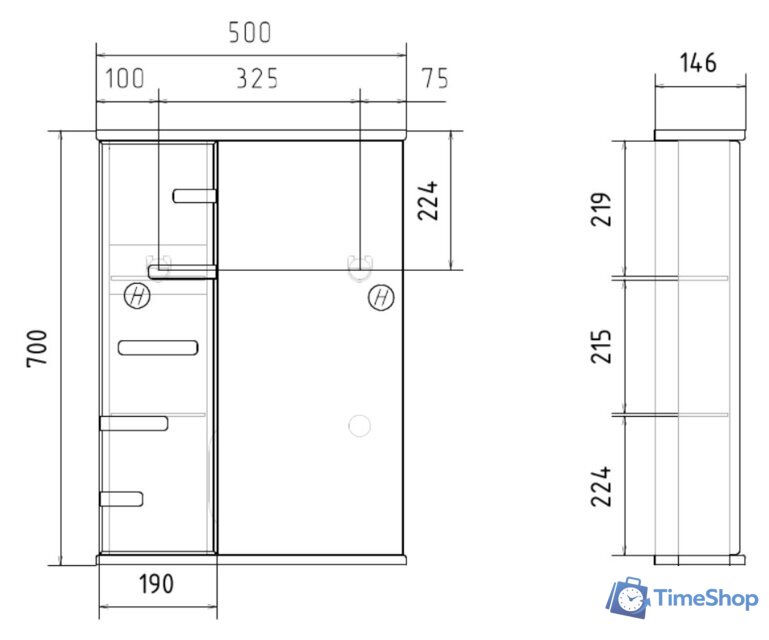  Volna Шкаф с зеркалом Joli 50 L (белый) - Изображение №14 — Интернет-магазин Time-Shop