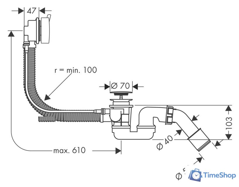 Сифон Hansgrohe Flexaplus S 58150000 - Изображение №2 — Интернет-магазин Time-Shop