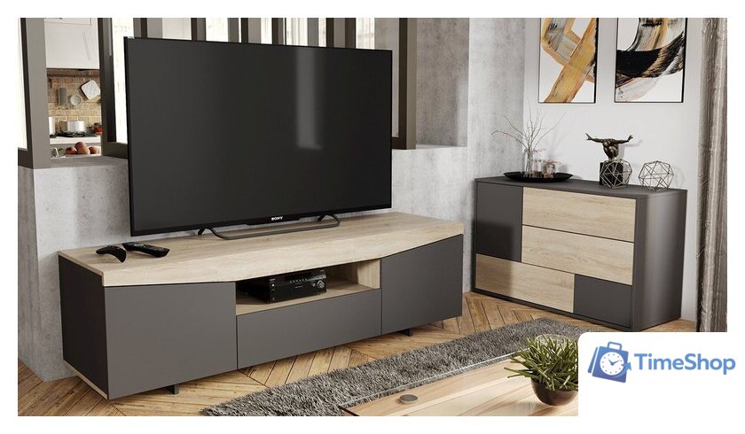 Тумба Трия ТВ тип 1 (дуб сонома/графит серый) - Изображение №3 — Интернет-магазин Time-Shop