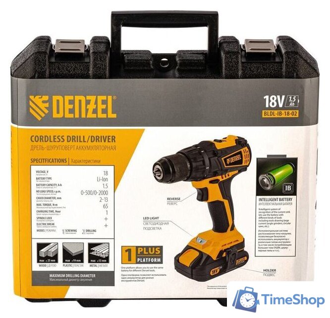 Дрель-шуруповерт Denzel BLDL-IB-IB-18-02 (с 2-мя АКБ, кейс) - Изображение №19 — Интернет-магазин Time-Shop