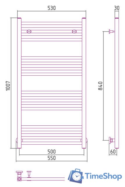 Полотенцесушитель Сунержа Модус 1000x500 12-0250-1050 - Изображение №3 — Интернет-магазин Time-Shop