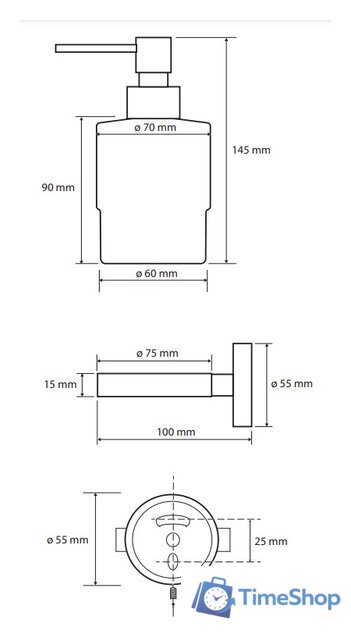 Дозатор для жидкого мыла Bemeta Sablo 160109102 - Изображение №3 — Интернет-магазин Time-Shop