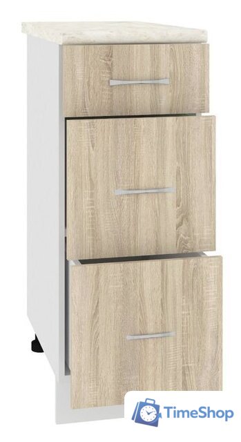 Шкаф напольный Кортекс-мебель Корнелия Лира НШ30р3ш (дуб сонома-марсель) - Изображение №4 — Интернет-магазин Time-Shop