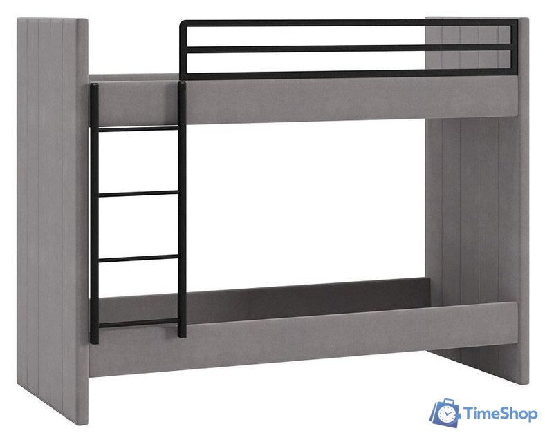 Двухъярусная кровать Трия Дарси с мягкой обивкой (велюр светло-серый) - Изображение №1 — Интернет-магазин Time-Shop