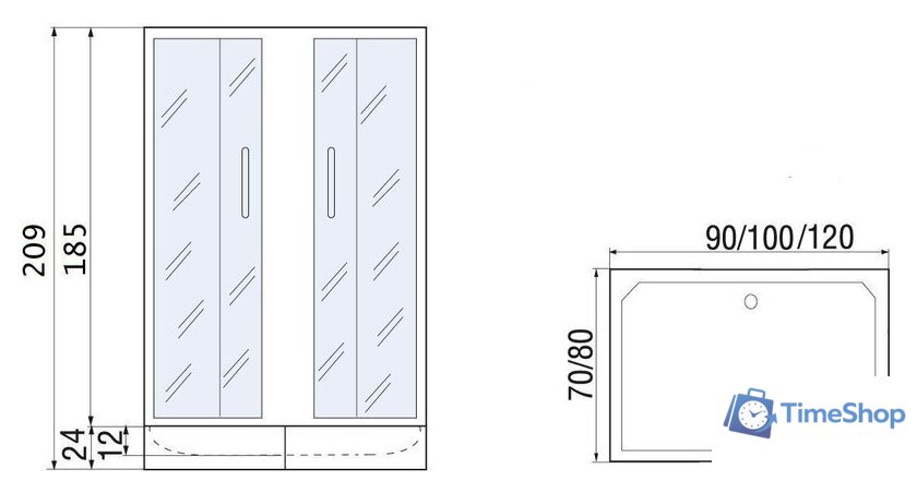 Душевой уголок River Morava XL 100/80/24 MT - Изображение №6 — Интернет-магазин Time-Shop