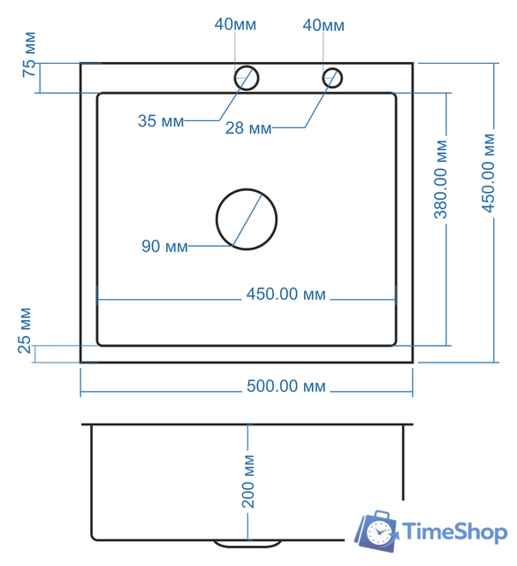 Кухонная мойка Avina HM5045 PVD (графит) - Изображение №4 — Интернет-магазин Time-Shop