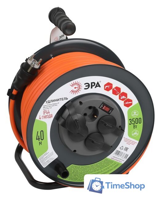Удлинитель на катушке ЭРА RMx-4es-3x2.5-40m-IP44 Б0052921 - Изображение №1 — Интернет-магазин Time-Shop