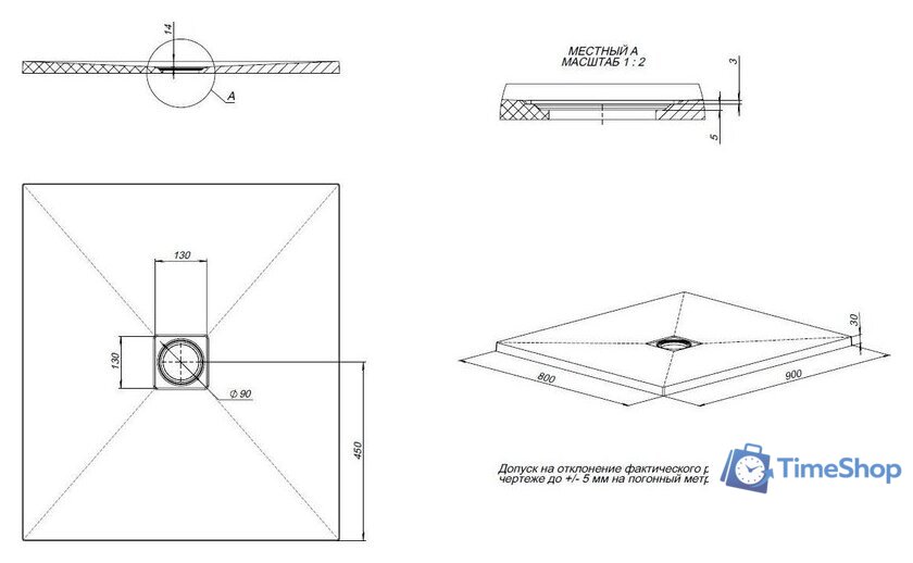 Душевой поддон Allen Brau Priority 90x80 8.31001-21 - Изображение №6 — Интернет-магазин Time-Shop