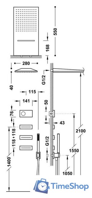 Душевая система  Tres Shower Technology 09288408NM - Изображение №2 — Интернет-магазин Time-Shop