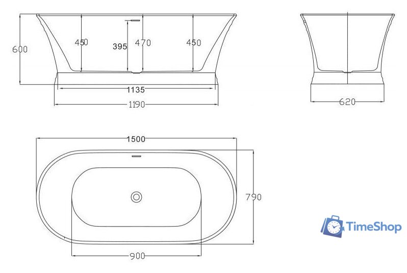 Ванна BelBagno BB402 170x79 - Изображение №4 — Интернет-магазин Time-Shop