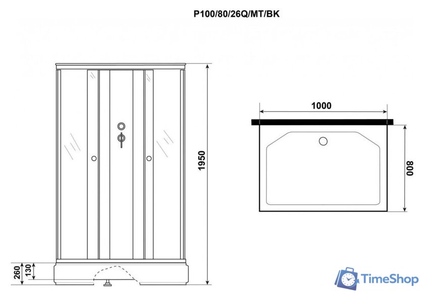 Душевая кабина Niagara Promo P100/80/26Q/MT/BK 100x80x215 - Изображение №9 — Интернет-магазин Time-Shop