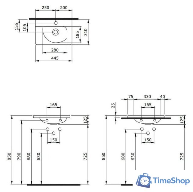 Умывальник Berges Wasserhaus Small 45x31 182008 - Изображение №3 — Интернет-магазин Time-Shop