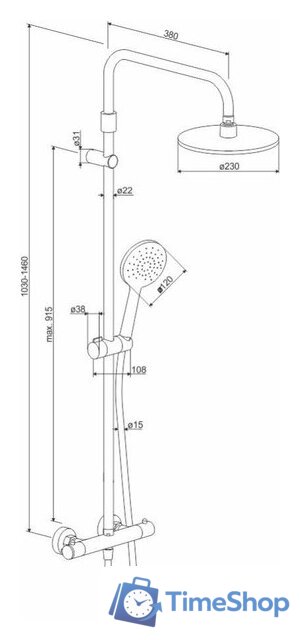 Душевая система  Damixa Option DX218091300 - Изображение №6 — Интернет-магазин Time-Shop