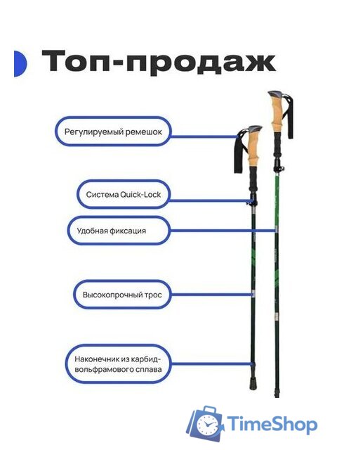 Палки для скандинавской ходьбы RoadLike Compact 368219 (зеленый) - Изображение №6 — Интернет-магазин Time-Shop