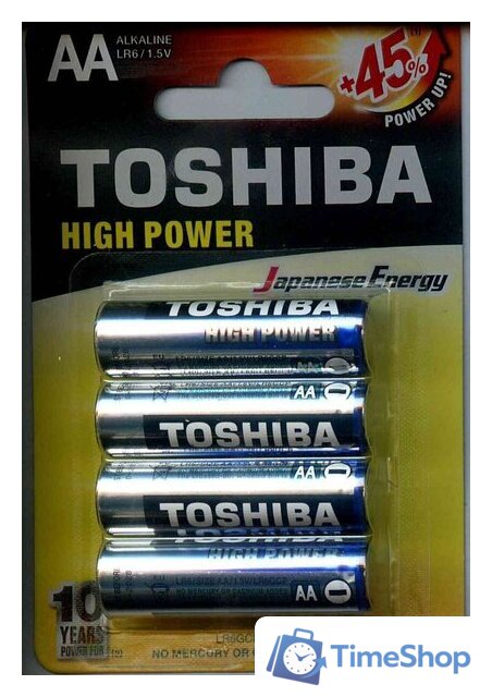 Батарейка Toshiba Alkaline LR6 4BP - Изображение №1 — Интернет-магазин Time-Shop