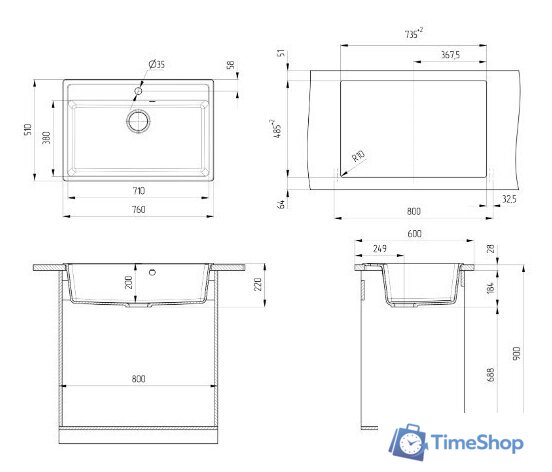 Кухонная мойка Ulgran U-600 (328 бежевый) - Изображение №3 — Интернет-магазин Time-Shop