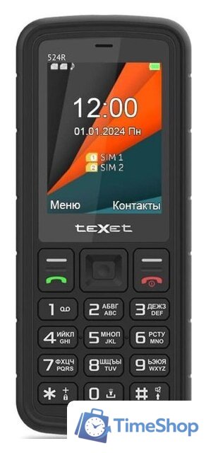 Кнопочный телефон TeXet TM-524R (черный) - Изображение №2 — Интернет-магазин Time-Shop