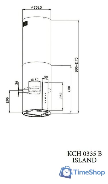 Кухонная вытяжка Kernau KCH 0335 B Island - Изображение №6 — Интернет-магазин Time-Shop