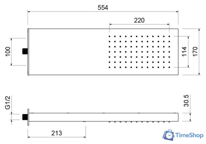 Верхний душ Aquatek AQ2084MB (черный матовый) - Изображение №2 — Интернет-магазин Time-Shop