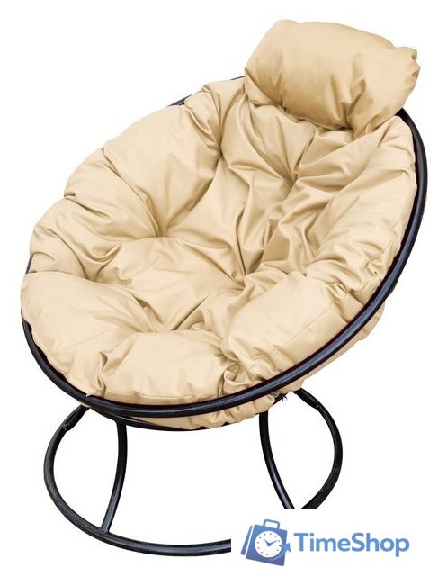 Кресло M-Group Папасан мини 12060401 (черный/бежевая подушка) - Изображение №1 — Интернет-магазин Time-Shop
