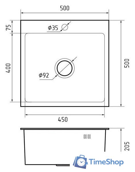 Кухонная мойка GranFest Metal нержавеющая сталь AISI 304 PVD GF-5050 Графит (с сифоном) - Изображение №4 — Интернет-магазин Time-Shop