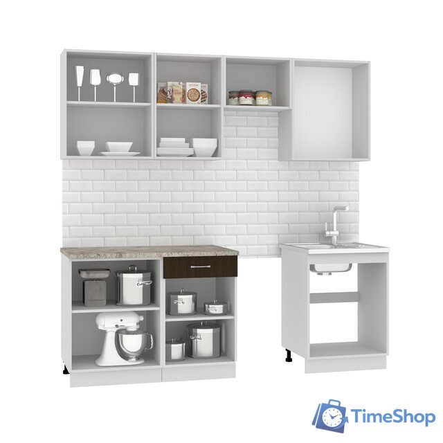 Готовая кухня Mio Tesoro Экстра-лайт 2.2 (венге светлый/венге/марсель) - Изображение №3 — Интернет-магазин Time-Shop