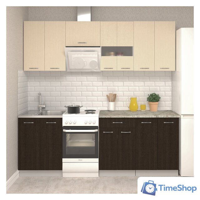 Готовая кухня Mio Tesoro Экстра-лайт 2.2 (венге светлый/венге/марсель) - Изображение №1 — Интернет-магазин Time-Shop