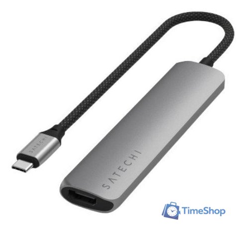 Док-станция Satechi 6-in-1 USB-C Slim Multiport Adapter ST-P6SM (серый) - Изображение №1 — Интернет-магазин Time-Shop