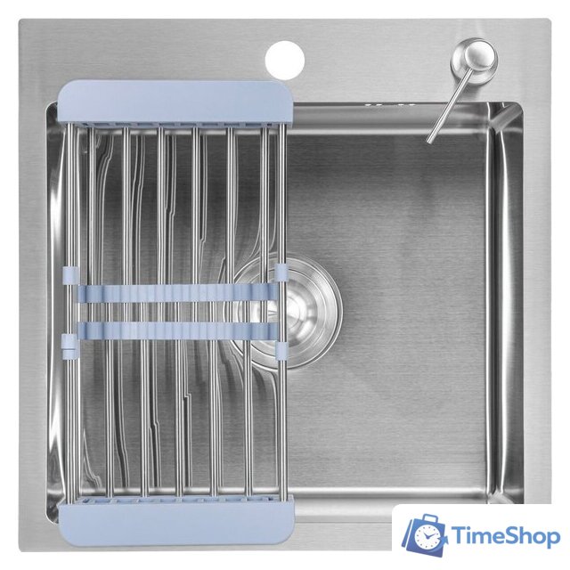 Кухонная мойка Saniteco 4848 + Spike F9S07000 (хром, с сифоном, дозатором и коландером) - Изображение №3 — Интернет-магазин Time-Shop