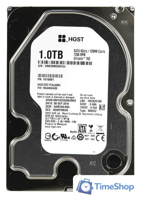 Жесткий диск HGST Ultrastar 7K2 1TB [HUS722T1TALA604] - Изображение №1 — Интернет-магазин Time-Shop