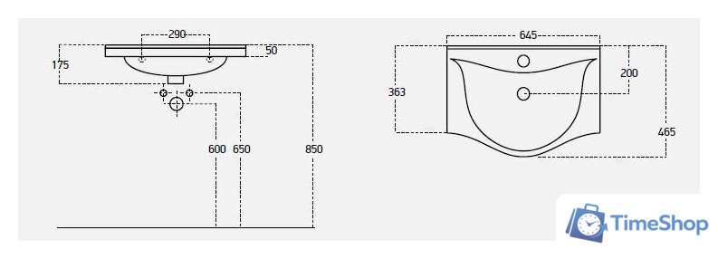  Гамма Тумба с умывальником Р25оФ8-У65 Альбатрос-10065 (фасад белый) - Изображение №4 — Интернет-магазин Time-Shop