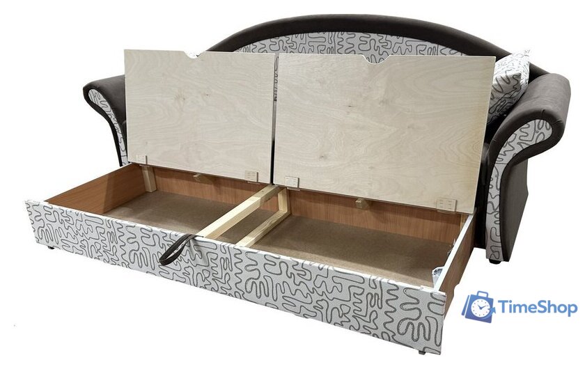 Диван Анмикс Риччи (темно-коричневый, велюр/принт инкас) - Изображение №4 — Интернет-магазин Time-Shop