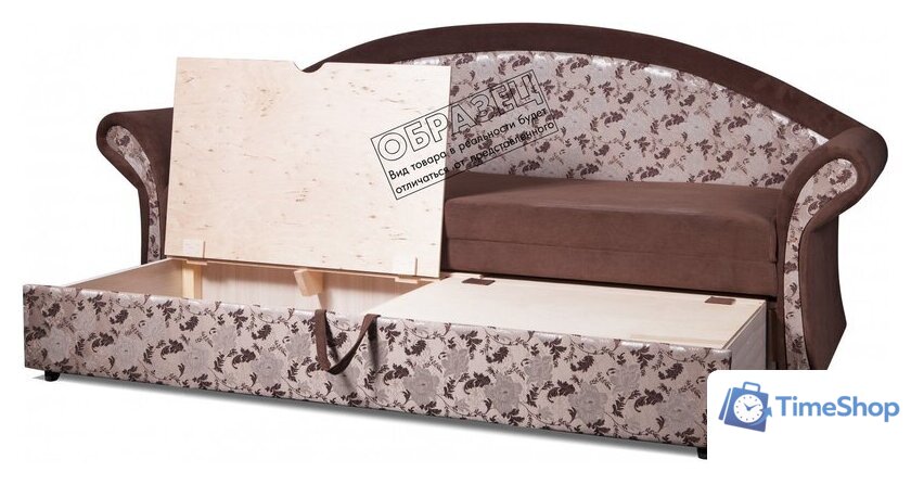 Диван Анмикс Риччи (темно-коричневый, велюр/принт инкас) - Изображение №6 — Интернет-магазин Time-Shop