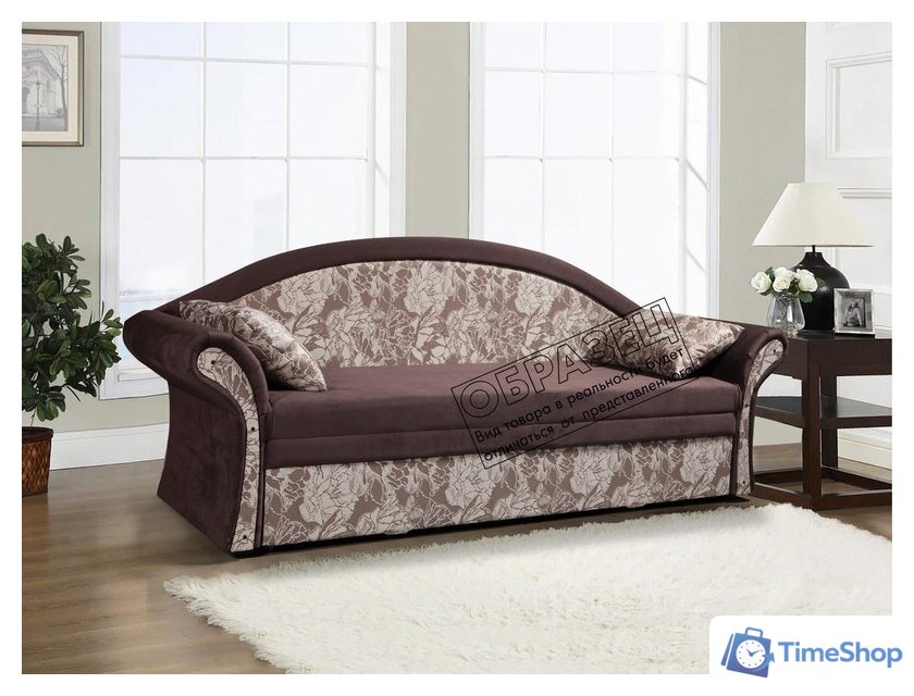 Диван Анмикс Риччи (темно-коричневый, велюр/принт инкас) - Изображение №5 — Интернет-магазин Time-Shop