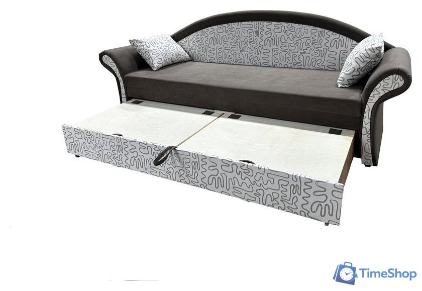 Диван Анмикс Риччи (темно-коричневый, велюр/принт инкас) - Изображение №3 — Интернет-магазин Time-Shop