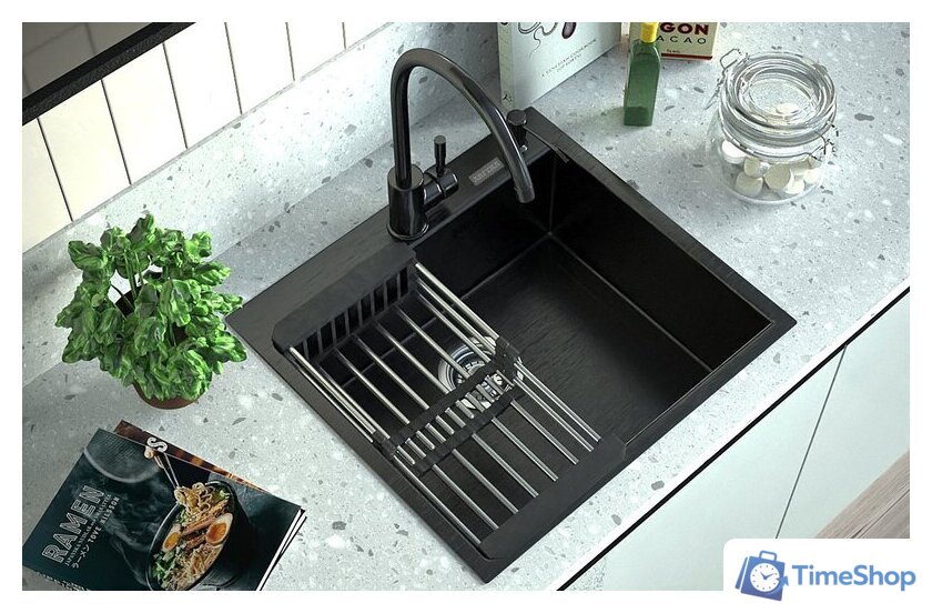 Кухонная мойка ARFEKA Eco AR 500*500 Black PVD Nano - Изображение №7 — Интернет-магазин Time-Shop