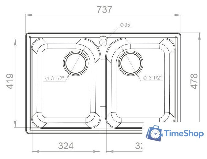 Кухонная мойка GranFest QUARZ Z-15 (песочный) - Изображение №2 — Интернет-магазин Time-Shop