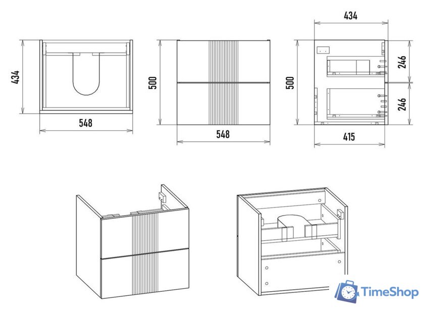  Brevita Тумба под умывальник Vega 60 VEG-09060-0802Я - Изображение №6 — Интернет-магазин Time-Shop