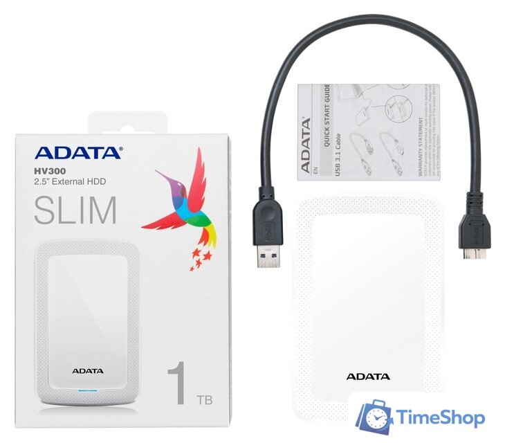 Внешний накопитель ADATA HV300 AHV300-2TU31-CWH 2TB (белый) - Изображение №7 — Интернет-магазин Time-Shop