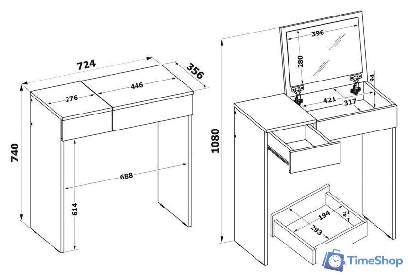 Туалетный столик с зеркалом Сокол СП-22 (дуб сонома) - Изображение №5 — Интернет-магазин Time-Shop