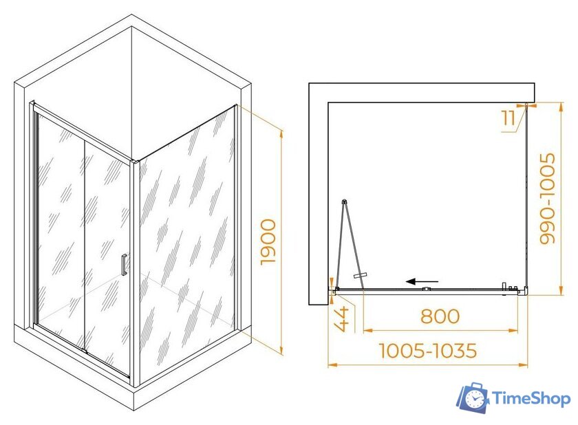 Душевой уголок RGW PA-132B (PA-21B+Z-050-5B) 060813200-14 100x100 (черный/прозрачное стекло) - Изображение №2 — Интернет-магазин Time-Shop