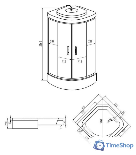 Душевая кабина Erlit ER350926-C2-RUS - Изображение №7 — Интернет-магазин Time-Shop