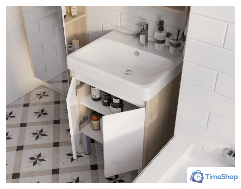  Акватон Тумба под умывальник Сканди Doors 55 1A278801SDB20 (белый/дуб верона) - Изображение №7 — Интернет-магазин Time-Shop